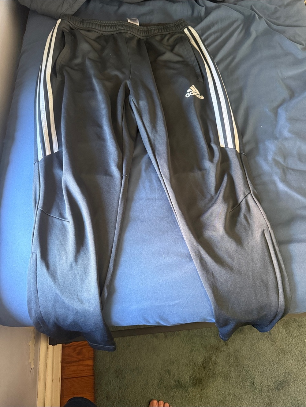 adidas grey Jogger Pants with White Stripes